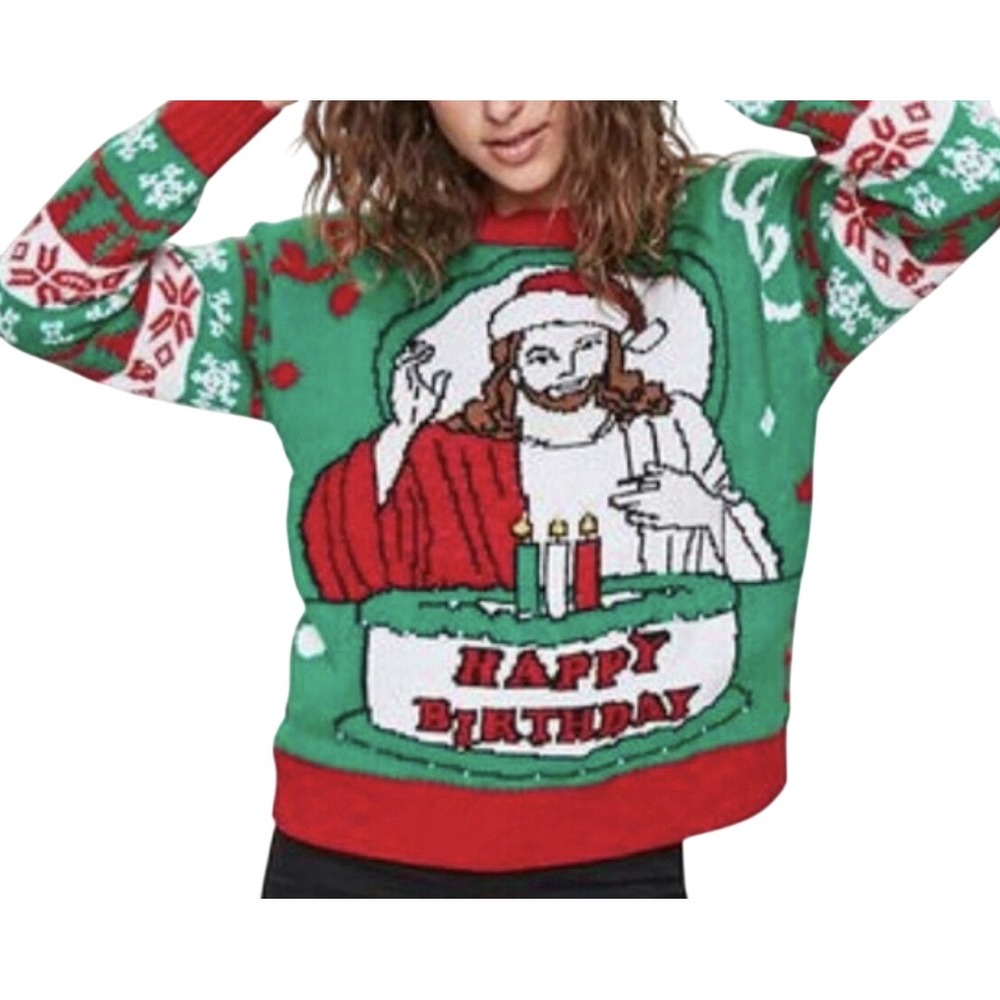 Womens Forever21 Sweater Jesus Ugly Christmas Sweater Size 3X Plus Light Up Funn